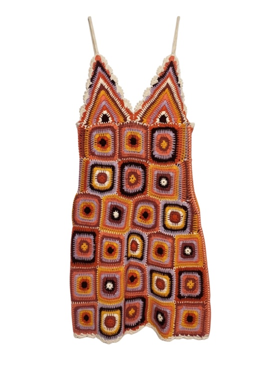 Zara Dresses & Skirts - Zara Crochet Mini Dress in Orange, Pink, Yellow, Brown